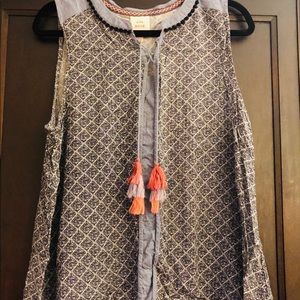 Blue patterned tank top